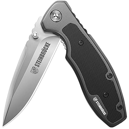 Pocket Knife - EDC Folding Knife 3.1'' Sandvik 14C28N Stainless Steel Titanium Coated Blade, Tactical Knife for Camping Hunting, G10 Embedded Handle with Clip