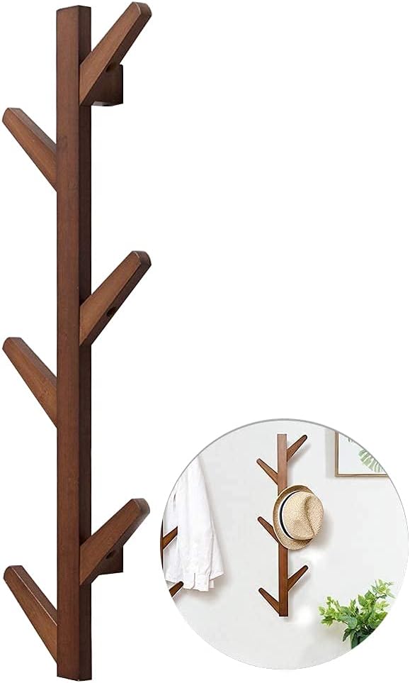 Coat Rack, Coat Rack Wall Supports Over 120 lbs Goods Bamboo Modern 6 Hooks Hat Rack for Bags Scarves Clothes Handbag Umbrella In Bedroom Bathroom Made In USA : Home & Kitchen