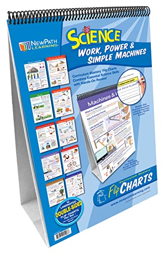 Image of NewPath Learning Work, Power & Simple Machines Laminated, Double-Sided inchWrite-On /Wipe-Off inch Flip Chart - Set of 10, 12 inch x 18 inch Charts (34-6927)