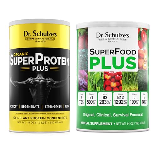 Dr. Schulze's SuperProtein Plus & SuperFood Plus Bundle - Plant-Based Protein Powder - Everyday Superfood Supplement - Clean, Quality Nutrition for an Active Lifestyle - Gluten-Free