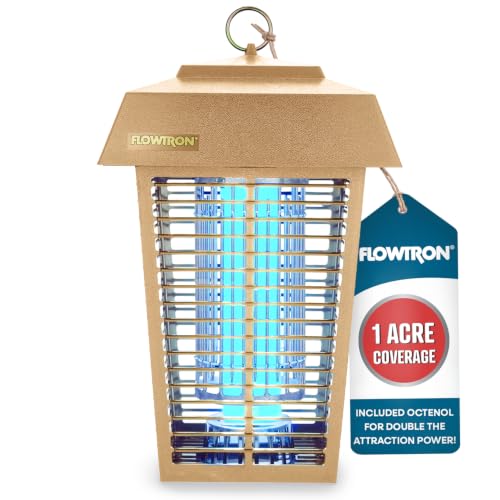 Image of Flowtron Bug Zapper, 1 Acre Outdoor, 40W UV Bulb, 5600V Zap Grid, Tan | Protects yards, patios, and farms - octenol lure attracts and helps eliminate mosquitoes, flies, and gnats - ETL certified