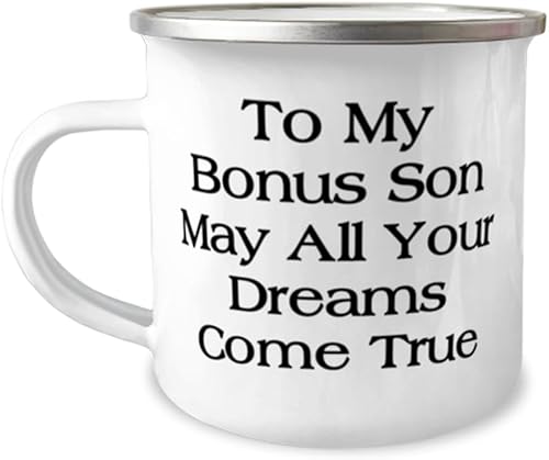 Game On Novelties Love Stepson Gifts, To My Son May All Your Dreams Come True, Stepson 12oz Camping Mug From Dad, Gifts For Son, Present for son,