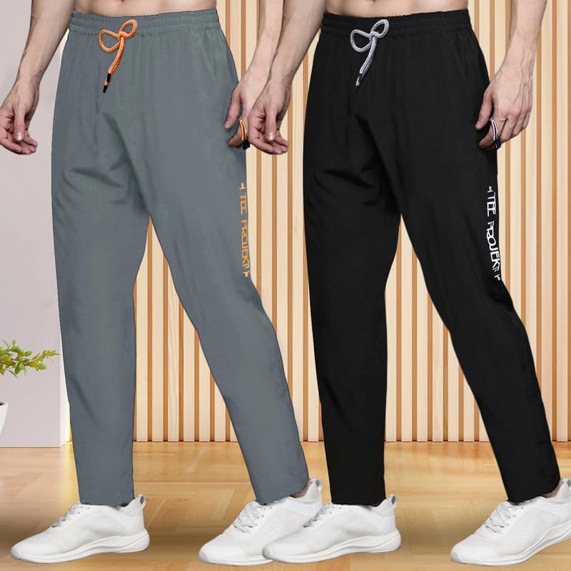 Image of Pinkmint Track Pant for Men ll Soild Track Pant ll Stretchable Regular Fit ll Yoga Wear ll Active wear (Pack of 2)