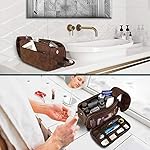 PAVILIA Toiletry Bag for Men, Travel Essentials Shaving Dopp Kit, Mens Travel Bag Toiletries Organizer Case for Grooming, PU Leather Water Resistant Cosmetic Bag Pouch (Dark Brown) - Image 5