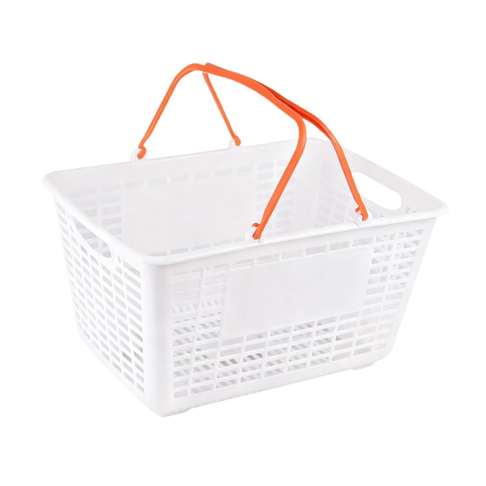 Milageto Einkaufskorb, Supermarkt-Organizer, Mehrzweckkorb mit Griff für Gemüse, Kosmetik, Kleiderschrank, Schuppen, Bastelzimmer, Orange