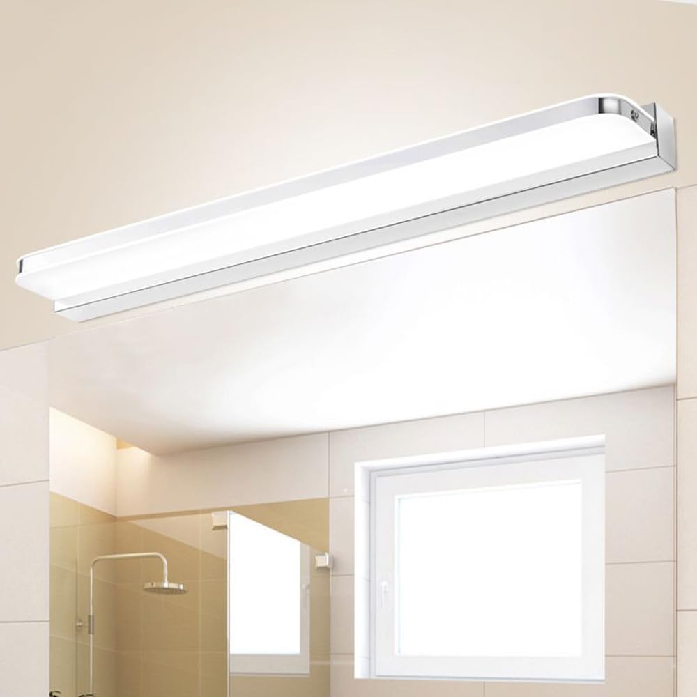 Mengjay Aplique Pared Interior LED,Aplique Espejo Baño Blanco Frío 6000K Luz Espejo Baño,Moderno LED Lampara de Pared para Sala de Estar Dormitorio Cocina Pasillo (Plata, 60cm)