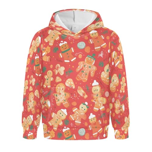 KLL Gingerbread Cookies Boys And Girls Sweatshirt Casual Pullover Top Streetwear with Kangaroo Pocket
