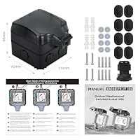 Upgrade Aussensteckdose Wasserdichte Steckdose IP66 mit Schalter Kontrollleuchte,Anthrazit Außensteckdose Aufputz Wetterfest Outdoor Steckdose Gartensteckdose aussen Abschliessbar Klappdeckel-1 Fach – Ansicht 8