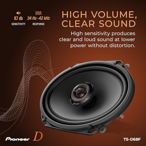 Image of PIONEER D-Series TS-D68F 6 inch x 8 inch 2-Way Coaxial Car Speakers 280W Max