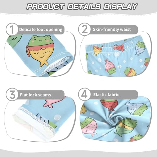 Funny Frog Mermaid Girls Leggings Ultra Soft Compression Yoga Gym Pants for Kids 4-10T3