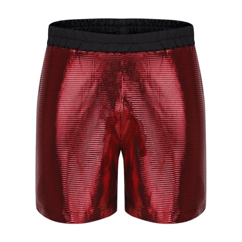 Mens Sexy Metallic Shorts 5" Shiny Holographic Party Disco Short Pants Summer Sparkly Rave Pull On Hot Shorts3