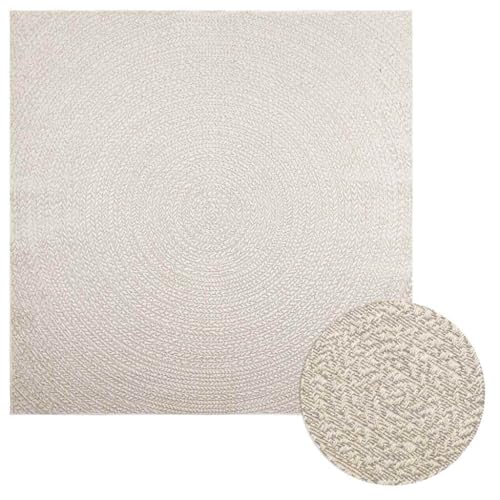 vidaXL Teppich ZIZUR Creme 200x200 cm Jute-Optik Indoor und Outdoor, Fußmatte, Bodenteppich, Teppichboden, Bodenmatte, Flächenvorleger, Innenteppich