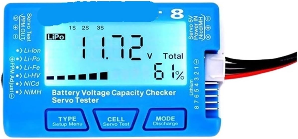 Digital Battery Capacity Tester RC CellMeter8 2-8S Servo Lithium Polymer Lithium Dragon NiMH Battery Voltage Tester
