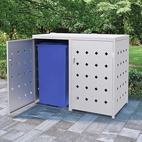 Festnight Mülltonnenbox Edelstahl Mülltonnenbox 2 Tonnen Mülltonnenbox 240l Mülltonnenverkleidung 2 Tonnen Mülltonnenschrank Cover
