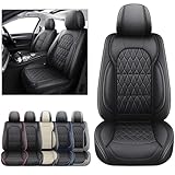 Aierxuan Front Car Seat Covers Waterproof Leatherette Universal Fit Toyota Sienna Rav4 4Runner Camry Corolla Yaris Prius Honda Pilot Ridgeline Insight Odyssey Crosstour Accord, Black