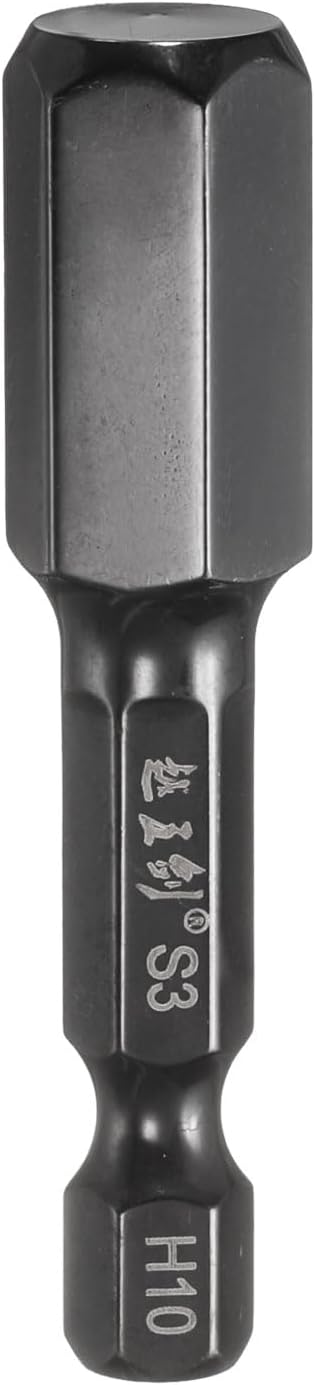 Generic Hex Head Wrench Drill Bit 10mm(H10) Metric 1/4" Hex Shank 2"(50mm) Length S3 Steel Magnetic Impact Drivers Screwdriver Bit Industrial Grade Hexagon Electric Drill Bits