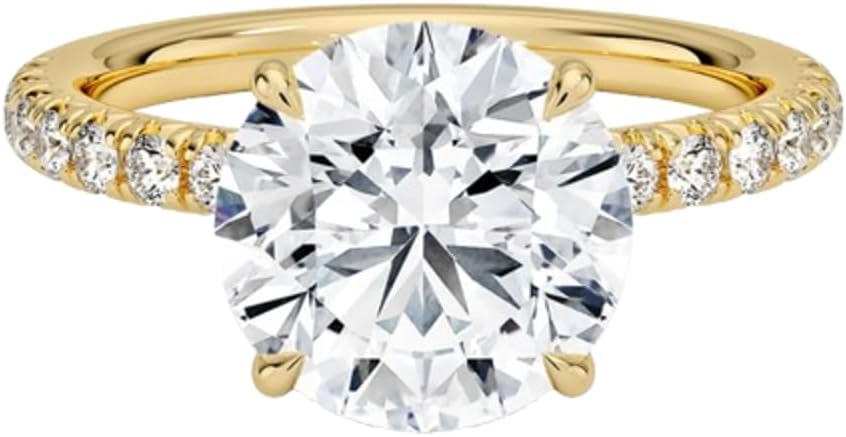 1–5 Carat Round Cut Lab Grown Diamond Ring VS1 10K 14K 18K Solid Gold & 925 Sterling Silver Engagement Ring Half Coverage Wedding Bridal Anniversary Christmas Gift for Women(IGI Certified)