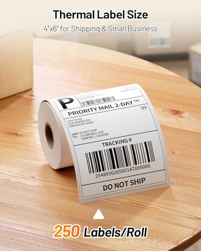 Image of Phomemo Ethernet Shipping Label Printer & Packs of 250pcs 4x6 Thermal Labels