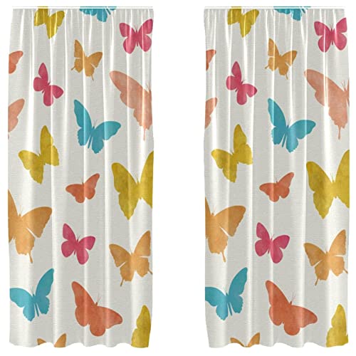 Cortinas opacas térmicas de microfibra que aíslan la luz con estampado infantil de mariposas 2