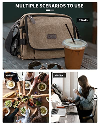 Messenger Bag For Men, Crossbody Bag Aesthetic,Unisex Classic Canvas Shoulder Bag,Vintage Shoulder Bag Military Satchel,Khaki #TOP7