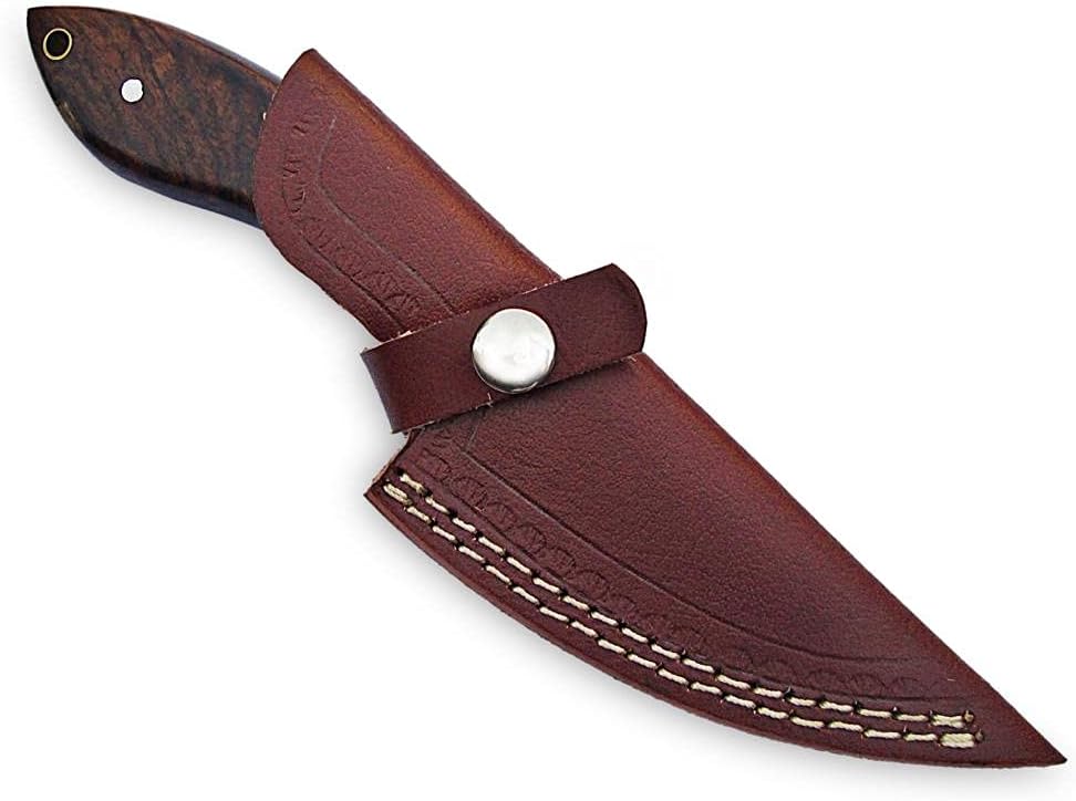 MMA 8inch Custom Handmade Damascus blade knife/Fixed blade knife with sheath/Fixed Blade Knives/Skinning Knives/Hunting Knives/EDC Knives (Brown) : Everything Else