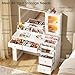 Makeup Vanity Desk with Mirror and Lights & Large LED Cabinet, Vanity Table with 2 Jewelry Boxes, 6 Drawers, and Built-in Shelves, Dressing Table with Power Outlets for Women Girls Bedroom, White