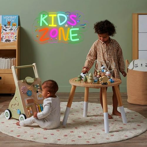Image of Kids Zone Neon Sign for Wall Decor, Dimmable USB Powered Colourful Neon Light Sign for Bedroom Living Room Kids Room Classroom Party Decor