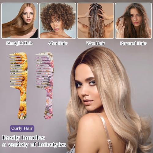 Peines de Dientes Anchos 2 Piezas para cabello rizado miniatura 4