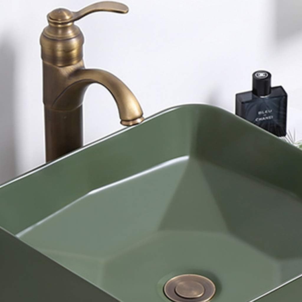 Pedestal Sinks Bathroom Sinks Ceramic Wash Basin with Faucet Household Vanity Cafe Restaurant Sink Balcony Laundry Pool Square