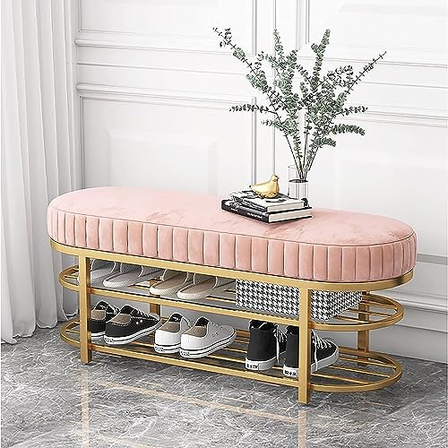 Étagère à chaussures de qualité en velours et métal doré contemporain