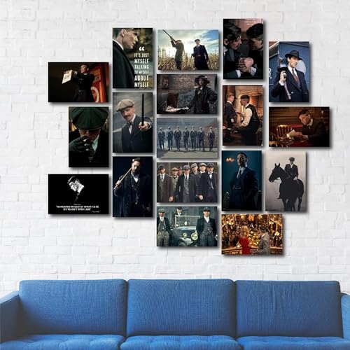Image of ATEVON Peaky Blinders Wall Poster Set - Pack of 18 Unframed Collage Prints (6x4 Inch) - Aesthetic Wall Decor for TV Show Fans, Bedroom, Living Room, Lounge