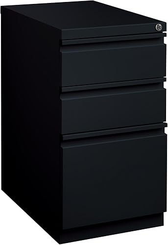 WorkPro Archivador de pedestal móvil vertical de 23 "D con 3 cajones tamaño carta, metal, negro