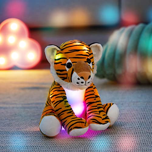 Athoinsu 11'' Light Up Tiger Stuffed Animal With Led Night Light Glow In Dark Soft Plush Toy Valentine's Day Children's Day Birthday For Toddlers Kids #TOP2
