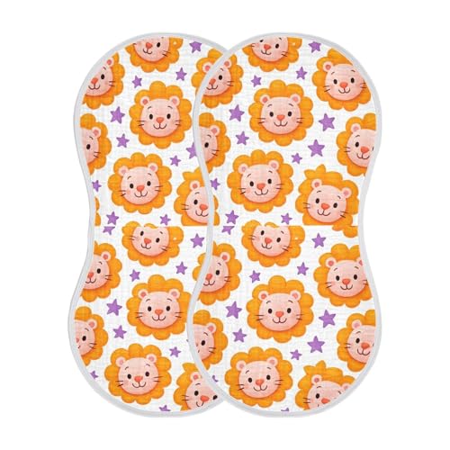 Cute Cartoon Lion Baby Burp Cloths for Boys and Girls, Soft Muslin Spit Up Towels, 22"x11" Newborn Essentials for Feeding and Drooling, 1 Pack2
