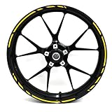 Lieferumfang: 1 Komplett-Set Felgenrandaufkleber für ein komplettes Motorrad bzw. Auto – vorgekrümmt in passgenauen 1/3 Kreissegmenten