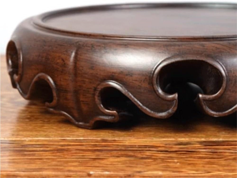 Bonsai Pedestal Vase Pedestal Stands Solid Wood Round Solid Base Vase Fish Tank Crafts Buddha Statue Ceramic Incense Burner Solid Wood Bottom Pad Planter Stand Plant Holder