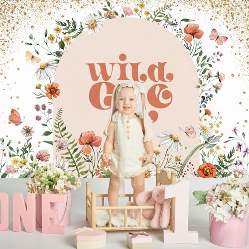 Fondo fotográfico Wild One 7x5 pies con diseño floral dorado miniatura 3