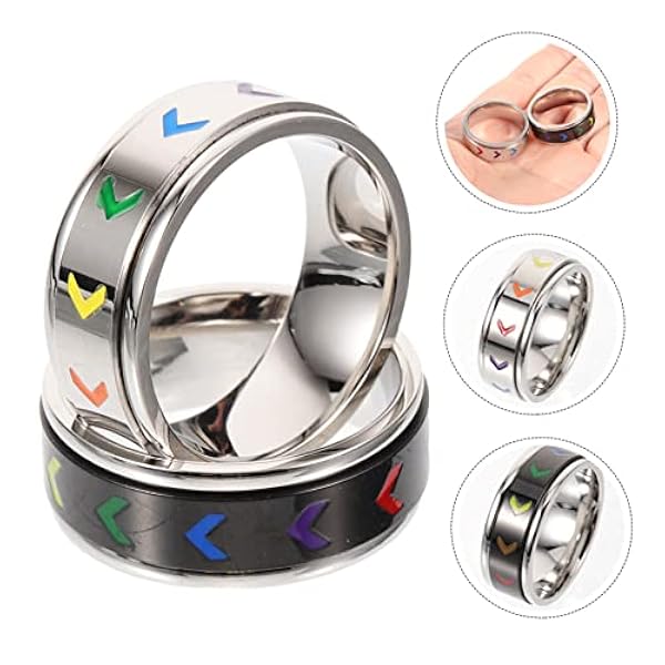 Vaguelly 10 Stks Gay Ring Trendy Decor Stalen Sieraden Vrouwen Sieraden Belofte Ringen Ronde Ring Bruiloft Eternity Ring Regenboog Vinger Ring Ring Regenboog Ring