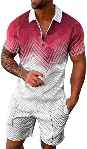 2024 Men’s Polo Shirt and Shorts Sets 2 Piece Casual Outfits Quarter Zip Short Sleeve Summer Tracksuit Stylish Jogger Suit