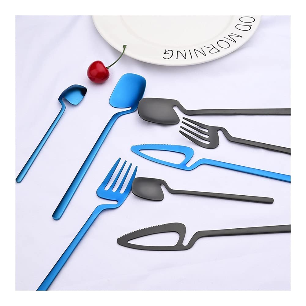 Łyżki 16 sztuk Czarny Zestaw sztućców Noże Desery Forksy łyżki obiadowe Zestaw 304 Zestaw stołowych ze stali nierdzewnej Zestaw Strona główna Kitchen Silverware Set Zestawy sztućców