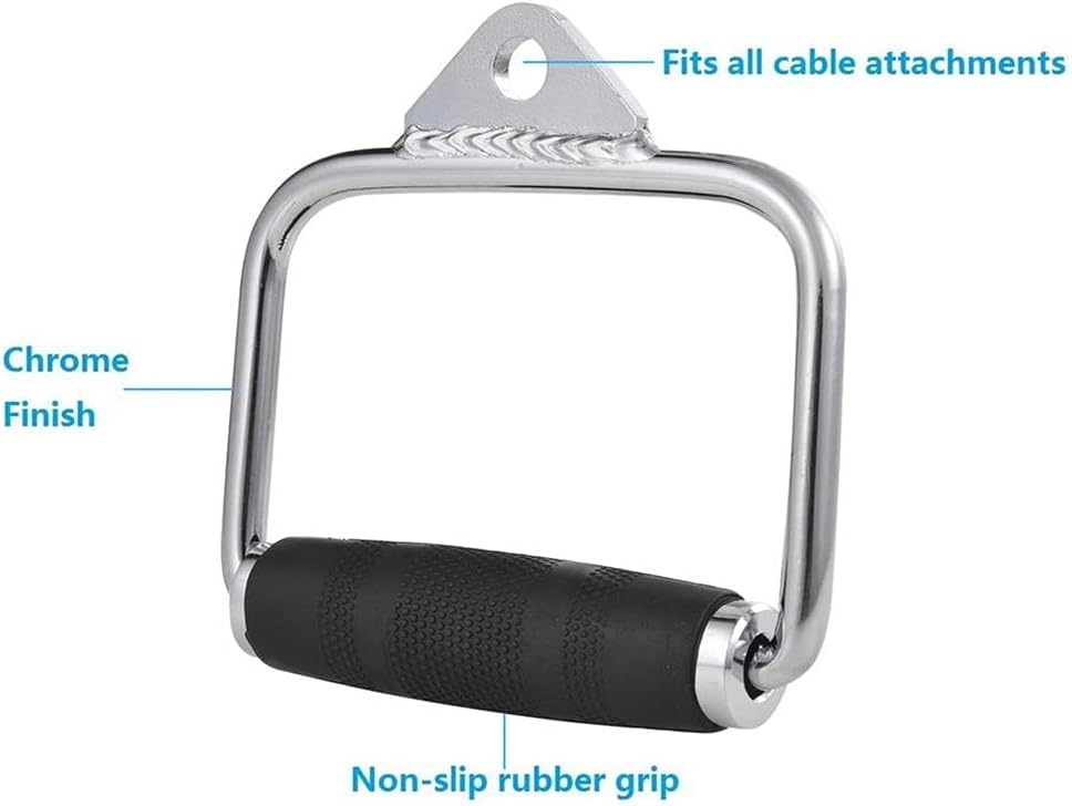 D-Handle with Rubber Non-Slip Tricep Grips Gym Exercise Handles Pull Down Cable Machine Attachment for Home