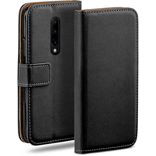 Funda estilo libro OnePlus 8 moex negra con tarjetero integrado y cubierta completa antichoque