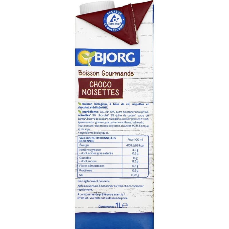 BJORG - BOISSON RIZ CHOCO NOISETTES BIO 1L - LOT DE 3