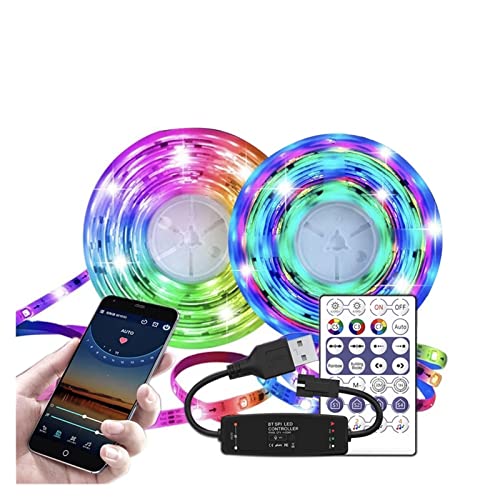 Ruban LED WS2812B RGB IC 15m à effet de poursuite dynamique et connexion Bluetooth