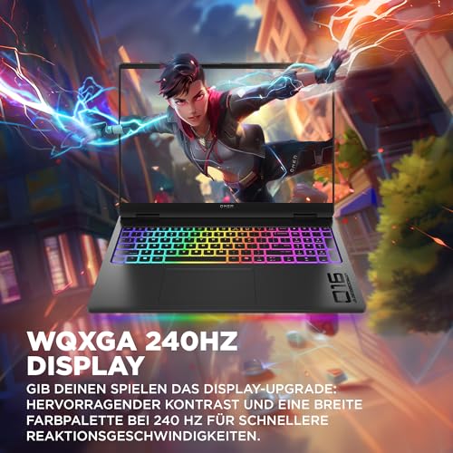 16-Zoll WQXGA IPS-Panel des HP Omen MAX bei 500 Nits Helligkeit und 100% DCI-P3 Abdeckung für farbtreue Ray-Tracing-Grafik.
