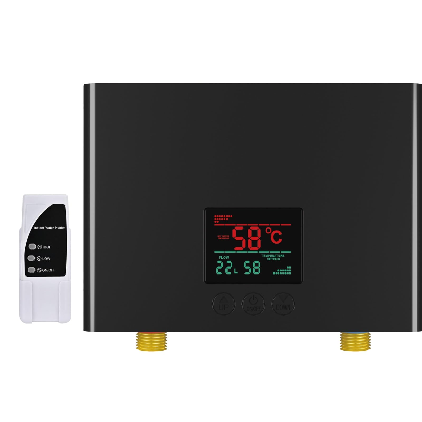 Photo 1 of Electric Tankless Water Heater 110V, Instant Hot Water with Auto Temp Control & Self-Check, Mini Design for Bathroom Kitchen (3KW Deep Black)
