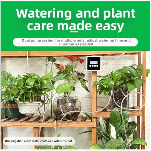 UTTASU Sistema di irrigazione automatico a doppia pompa con timer intelligente per piante da interno, balcone e irrigazione da giardino