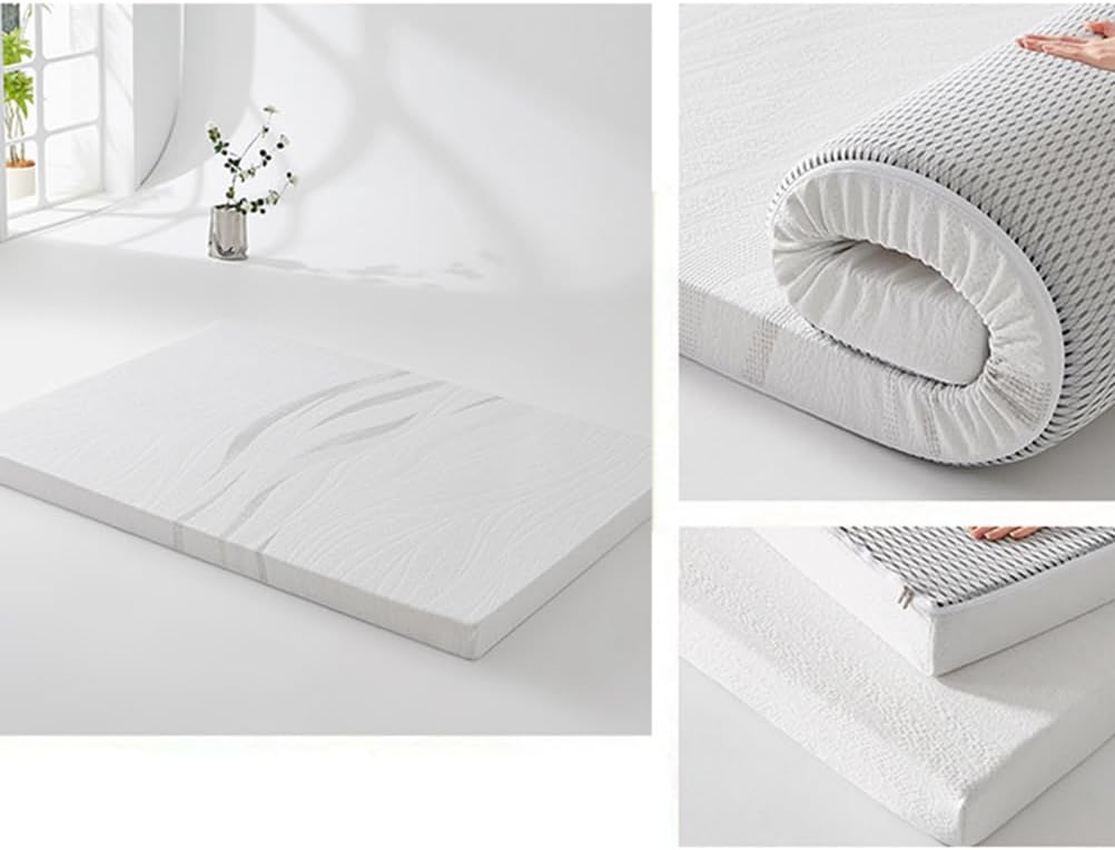 White,90 * 190cm, Floor Futon Mattress 6cm High Density Sponge Roll Up Japanese Floor Mattress Topper Sleeping Mattress Pad with Breathable&Removable Cover for Dormitory Camping Mattress