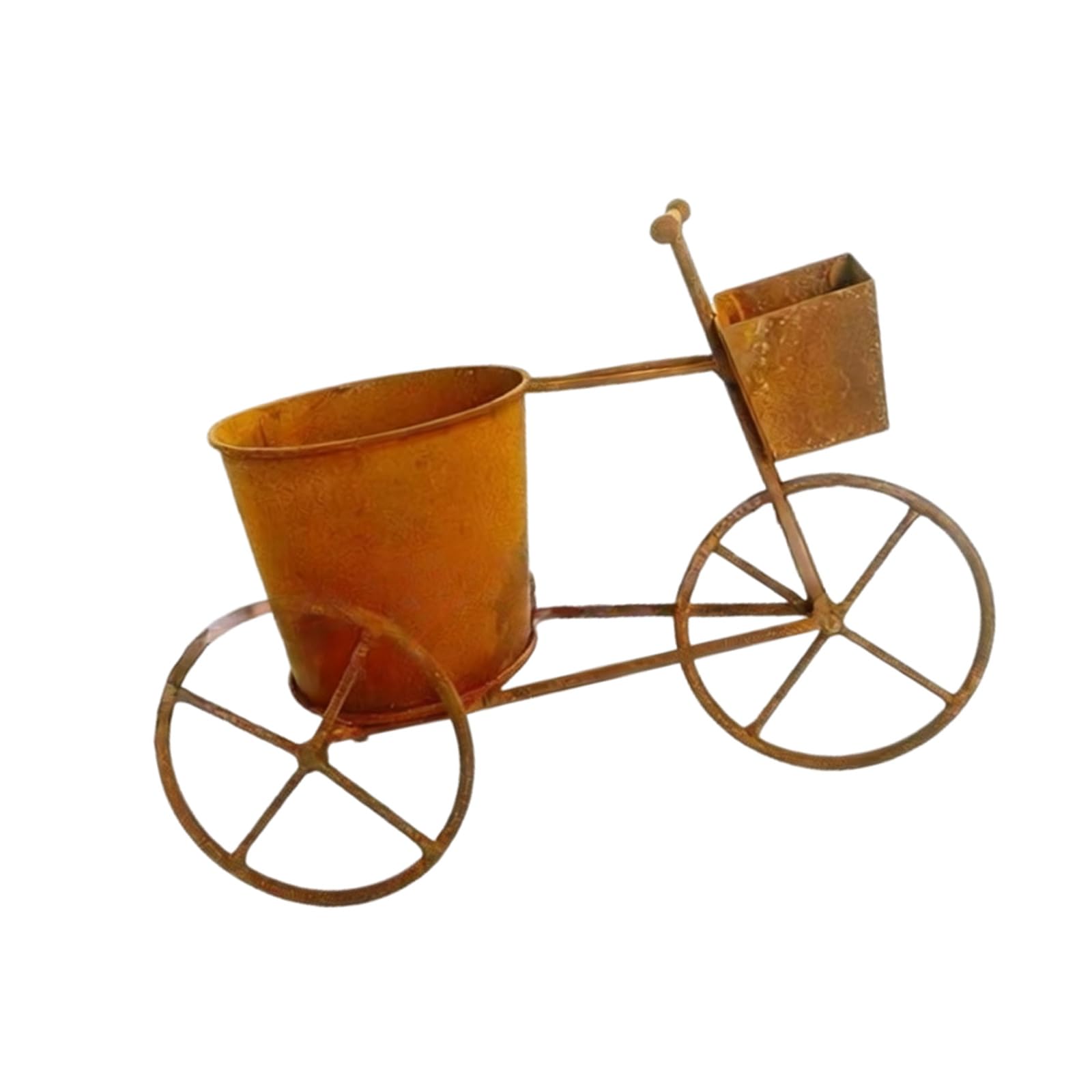 Kaeltsyn Artistic Classical Decorative Round Flower Container Handicraft Iron Planter Container Flower Bucket Ornament Desktop