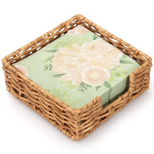 Gtencemen Square Cocktail Napkin Holder Rattan Napkin...